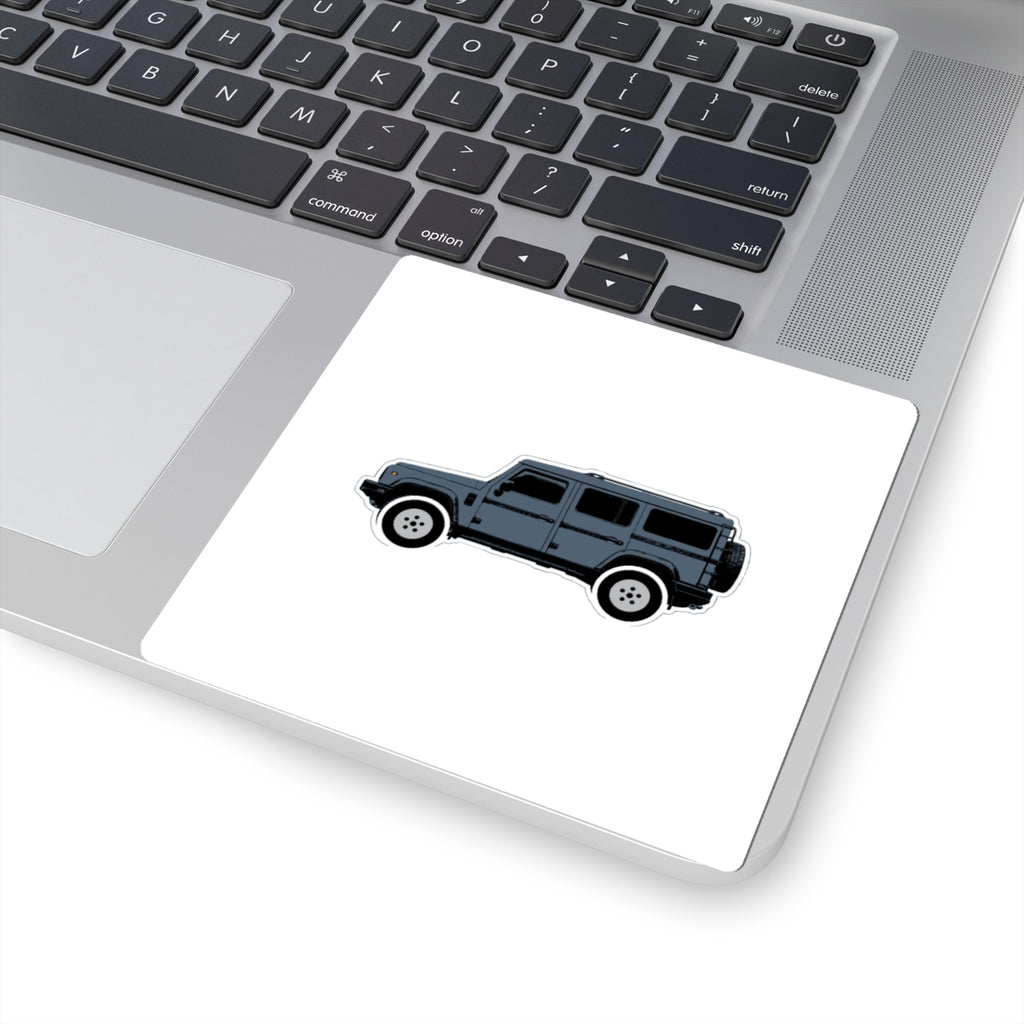 Kiss-cut sticker: Shale Blue boxy 4x4 side profile on a white field – view 5