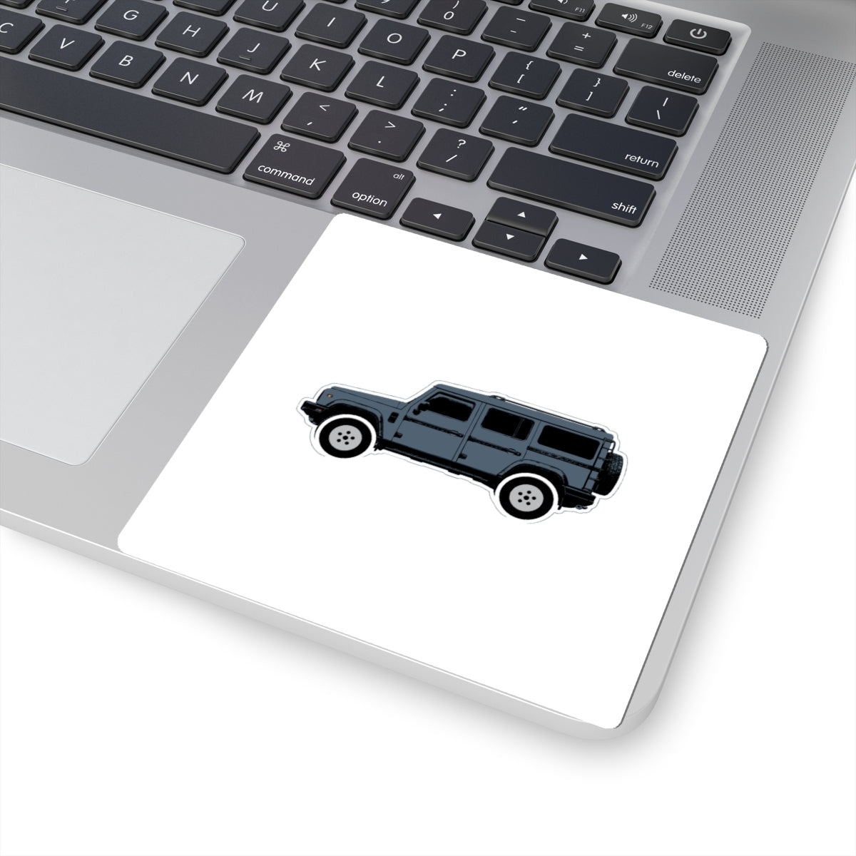 Kiss-cut sticker: Shale Blue boxy 4x4 side profile on a white field – view 5
