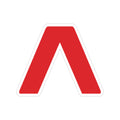 Large red Λ (lambda) die-cut sticker with white border