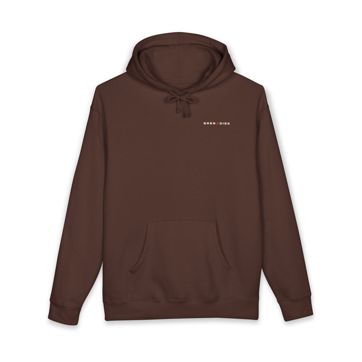 Night Wade heavyweight hoodie back print: boxy 4x4 wading water at night, Brown