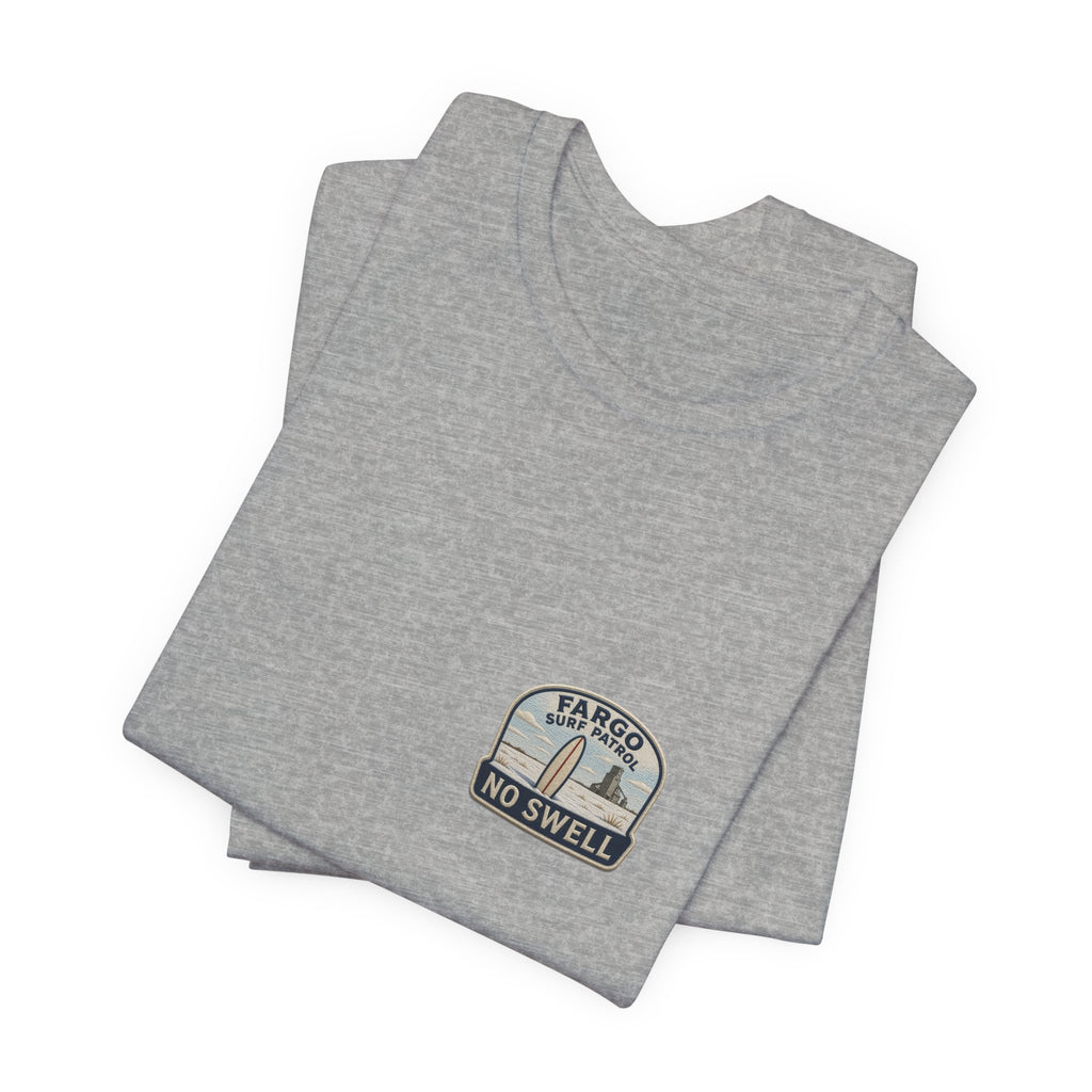 Tee with left-chest Fargo Surf Patrol fake rescue patch – view 12