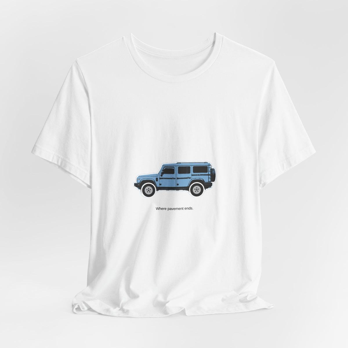 Boxy 4x4 Hambach Side Tee — Eldoret Blue White Field — Where pavement ends.