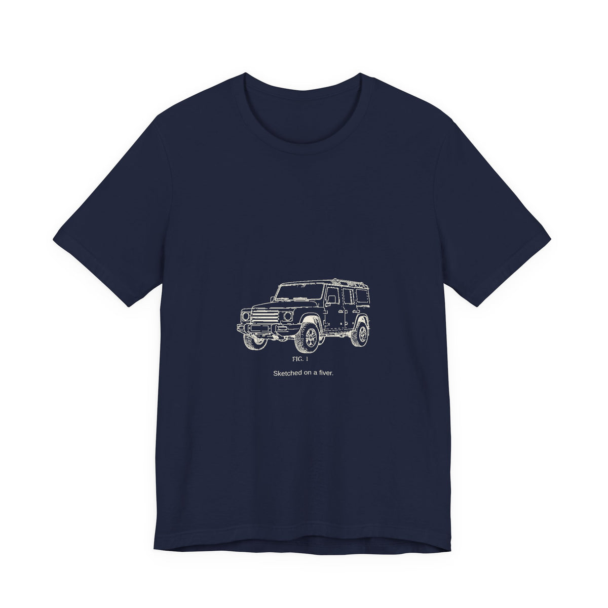 Boxy 4x4 Patent FIG. 1 Tee — Sketched on a fiver