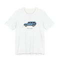 Tee: Eldoret Blue boxy 4x4 in side profile on white field, "Boxy for a reason." lettering under the truck, White