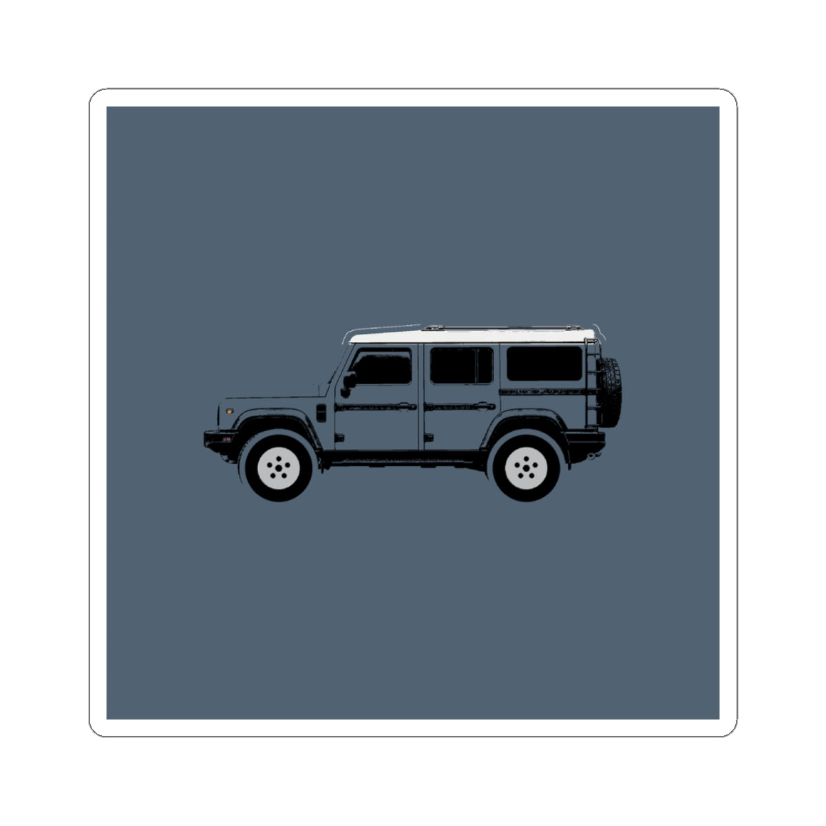 Boxy 4x4 Hambach Side Sticker — Shale Blue White Roof