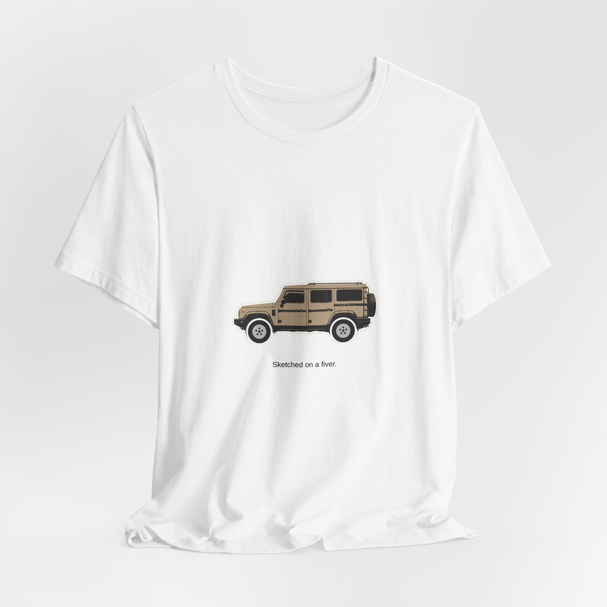 Boxy 4x4 Hambach Side Tee — Magic Mushroom White Field — Sketched on a fiver