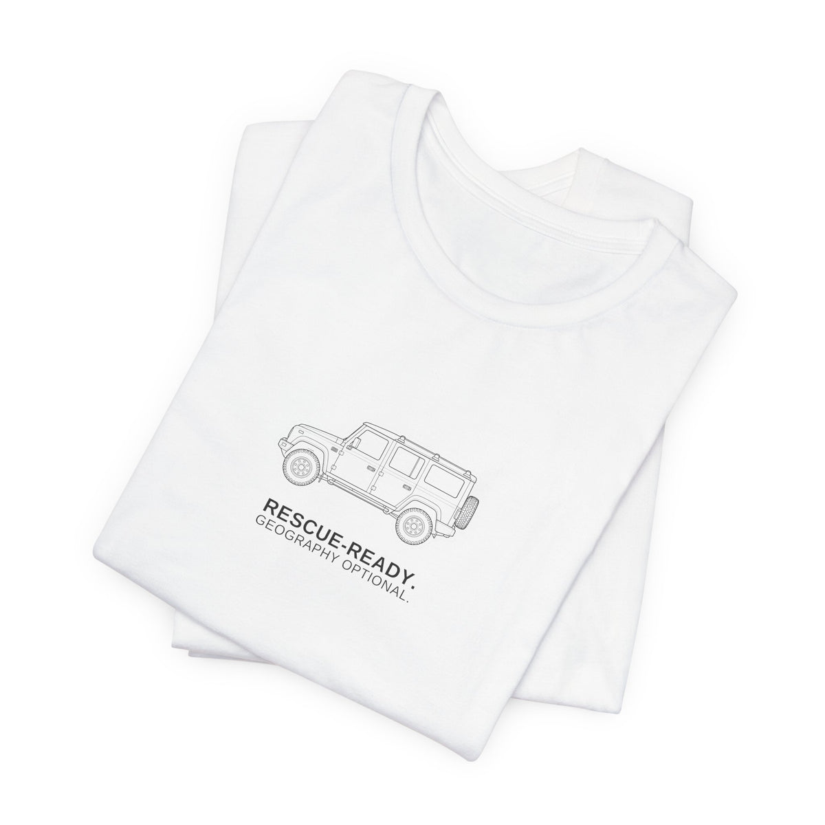 Tee with full-chest boxy 4x4 and RESCUE-READY. GEOGRAPHY OPTIONAL. lettering – view 6