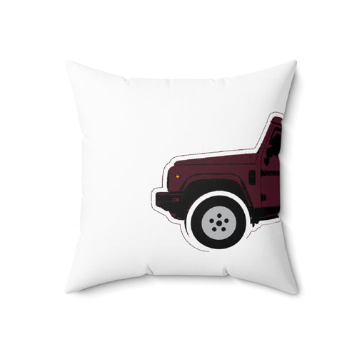 Throw Pillow with Queen's Red boxy 4x4 side-profile line art