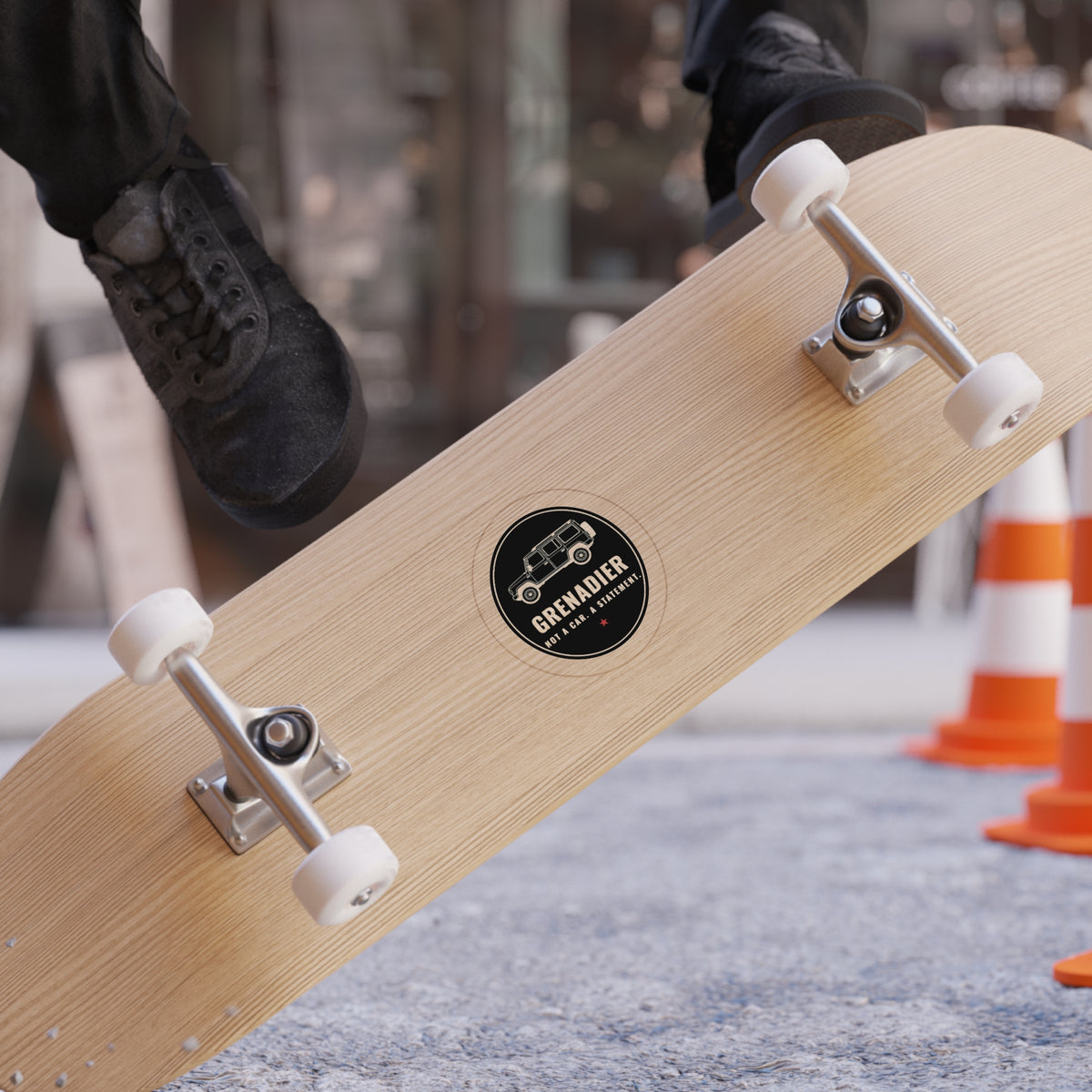Die-cut sticker: GRENADIER with NOT A CAR. A STATEMENT. tagline – view 5