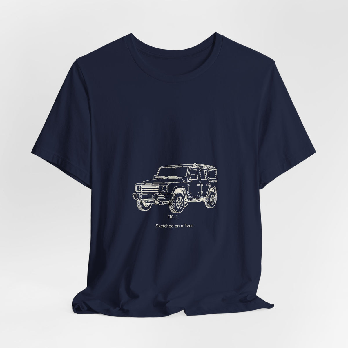Boxy 4x4 Patent FIG. 1 Tee — Sketched on a fiver