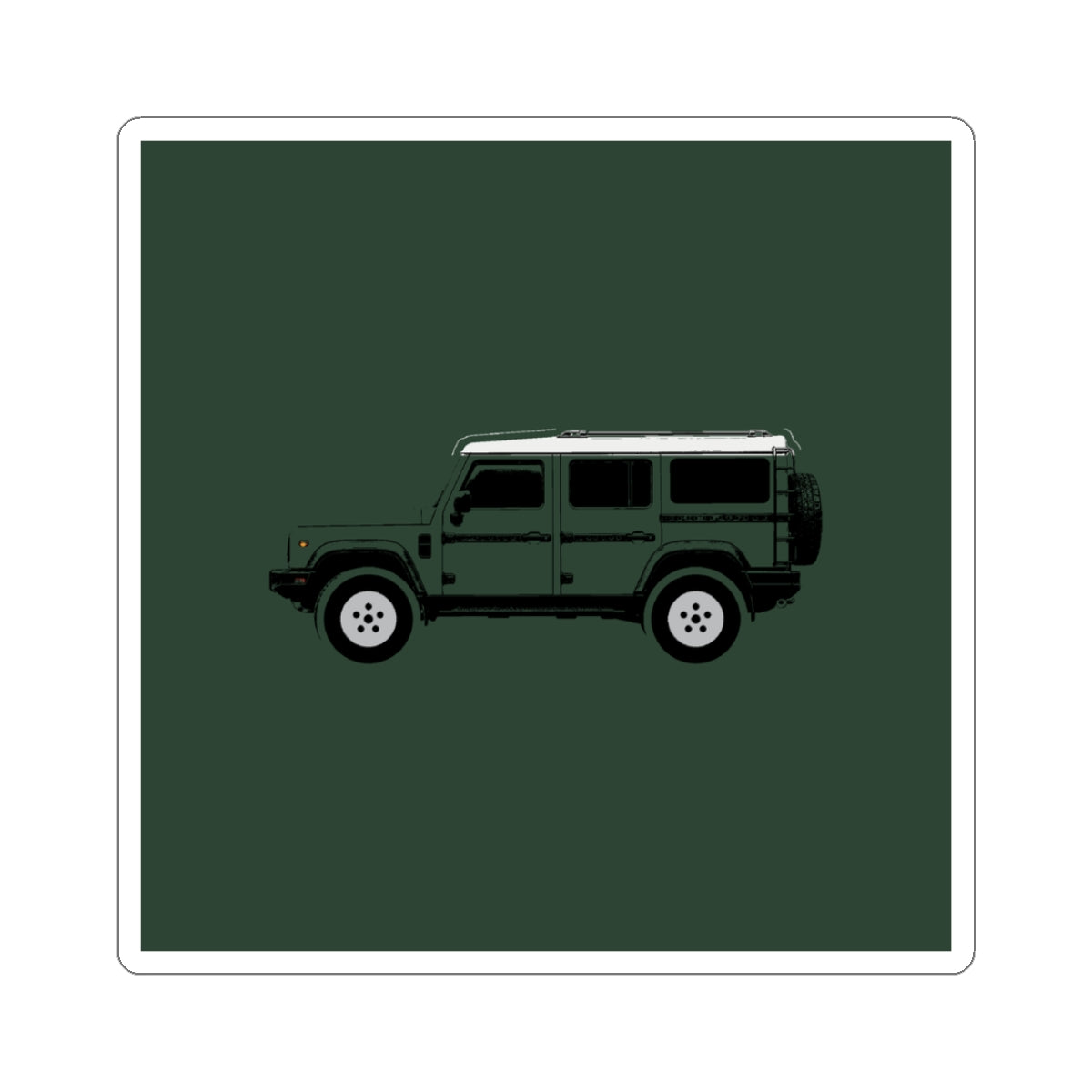 Boxy 4x4 Hambach Side Sticker — Sela Green White Roof