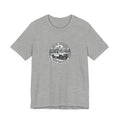 Gravel Grinders round line-art badge: boxy 4x4 with gravel bike on roof rack among pines on tee, Athletic Heather
