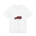 Boxy 4x4 Hambach Side Tee — Devil Red White Field — Sketched on a fiver