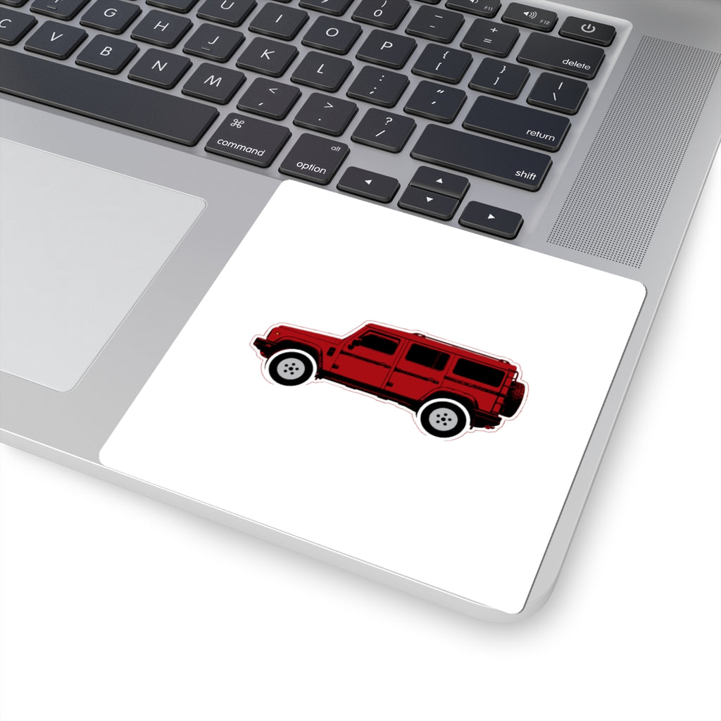 Kiss-cut sticker: Devil Red boxy 4x4 side profile on a white field – view 5