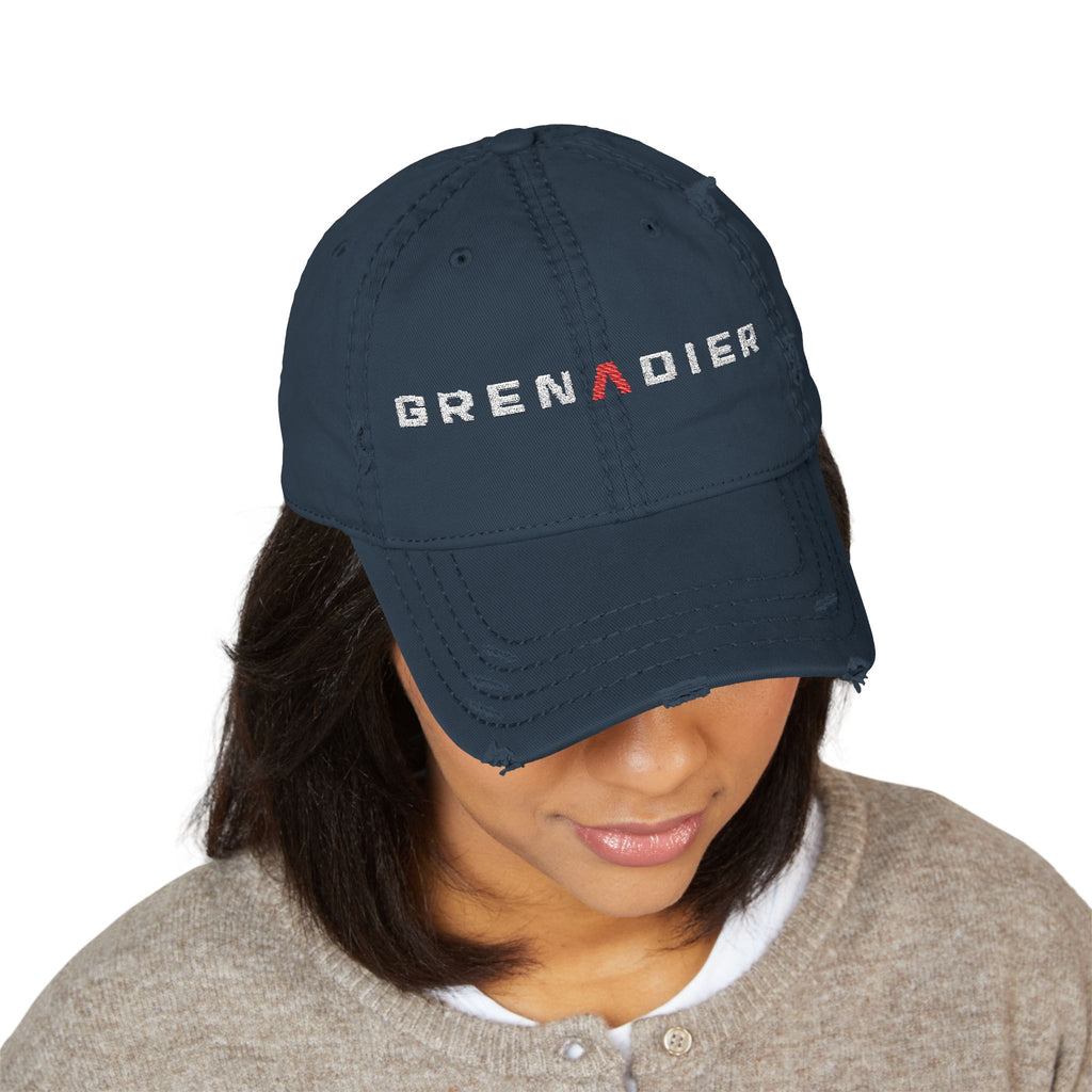 Distressed dad hat with embroidered GRENADIER wordmark and red Λ – view 7