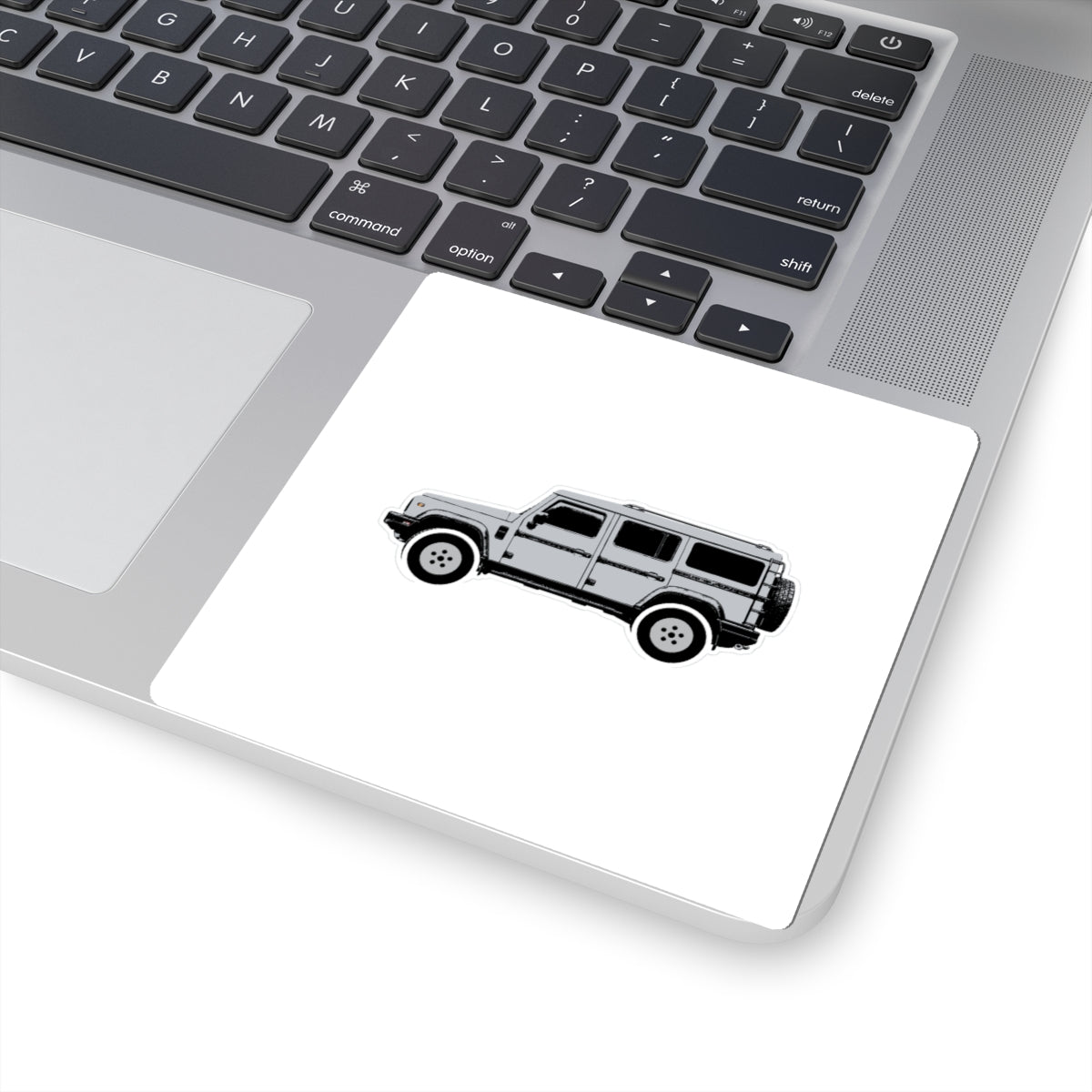 Kiss-cut sticker: Sterling Silver boxy 4x4 side profile on a white field – view 5