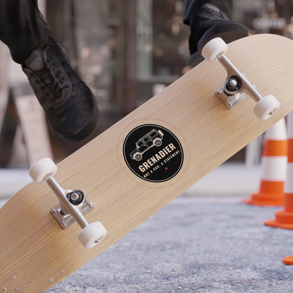Die-cut sticker: GRENADIER with NOT A CAR. A STATEMENT. tagline – view 9