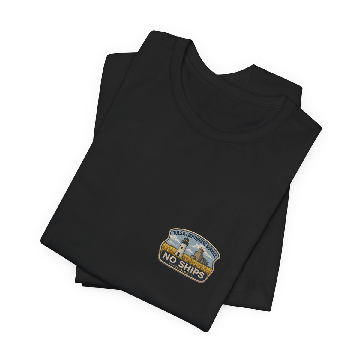 Tee with left-chest Tulsa Lighthouse Service fake rescue patch – view 9