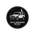Round night sky die-cut sticker with boxy 4x4, moon and stars