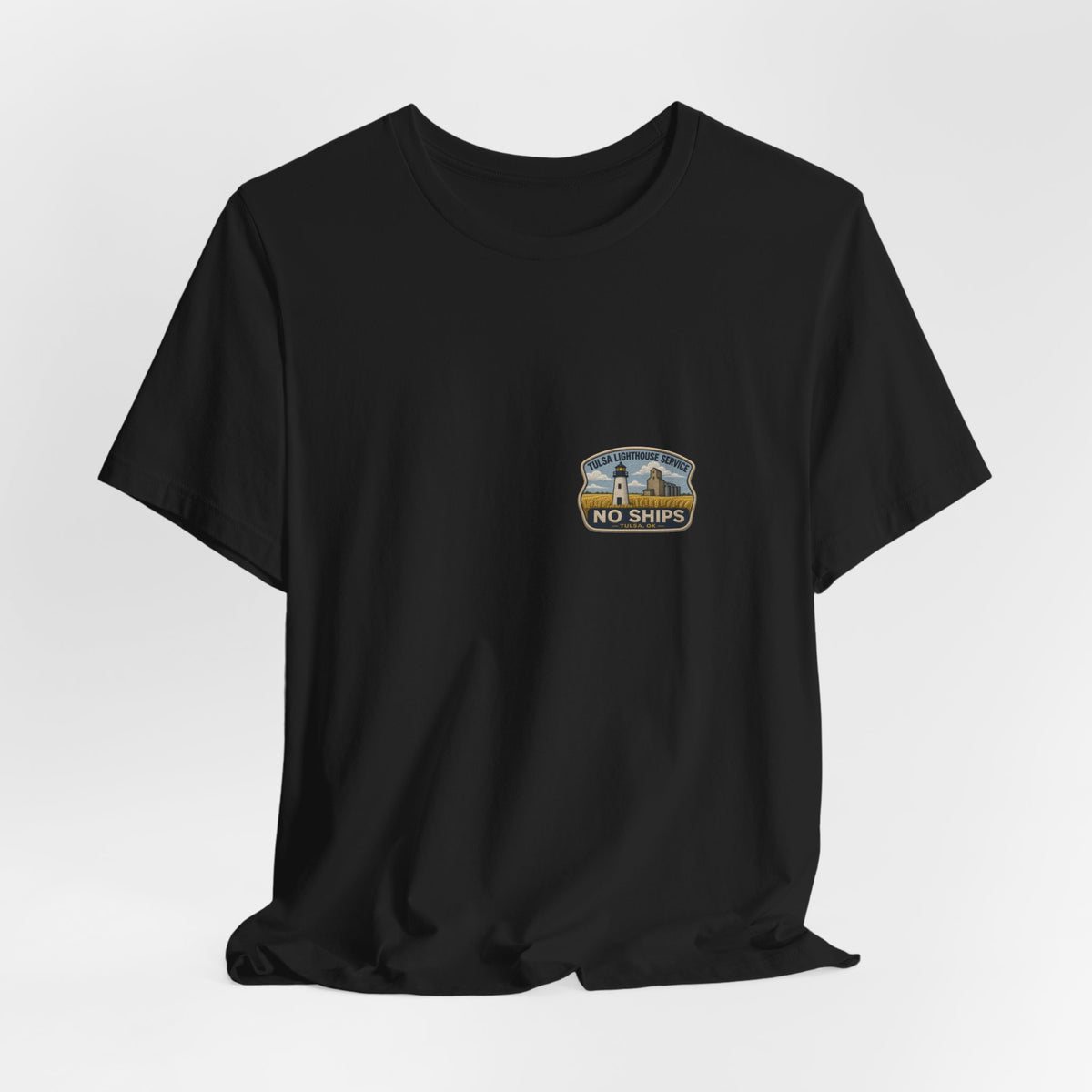 Tee with left-chest Tulsa Lighthouse Service fake rescue patch – view 10