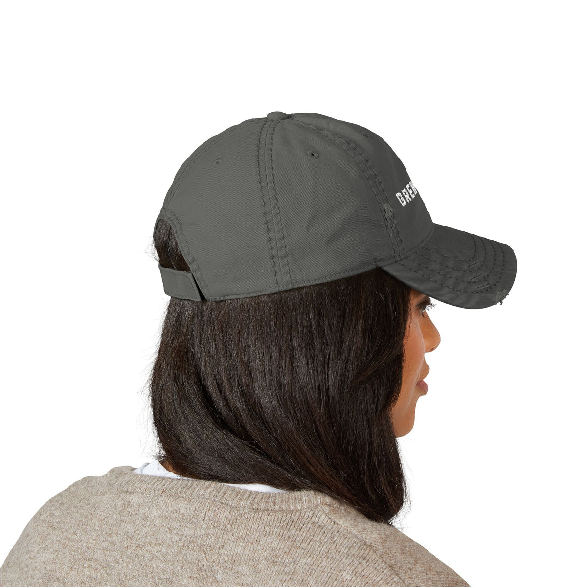 Distressed dad hat with embroidered GRENADIER wordmark and red Λ – view 5