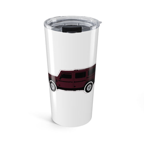 20 oz Tumbler with Queen's Red boxy 4x4 side-profile line art