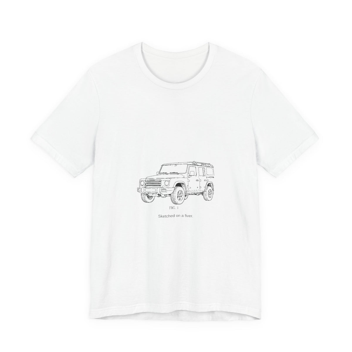 Boxy 4x4 Patent FIG. 1 Tee — Sketched on a fiver
