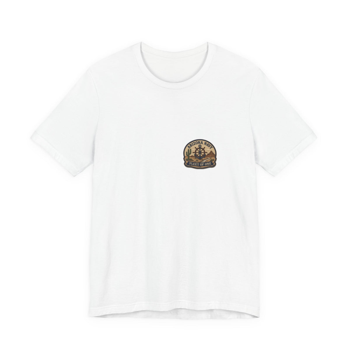Tee with left-chest Arizona Navy fake patch, White