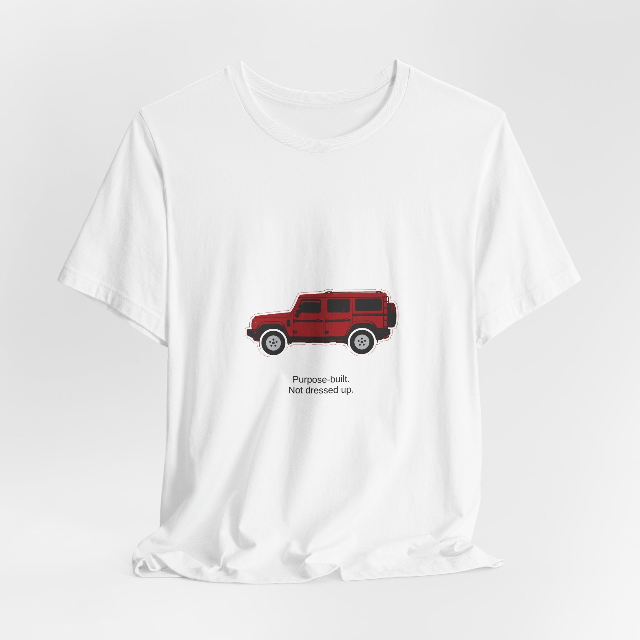Boxy 4x4 Hambach Side Tee — Devil Red White Field — Purpose-built. Not dressed up.