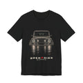 Black tee, front print: 4x4 wading dark water at night, headlights on (splash of water across the bow) with BUILT FOR THE DEEP END lettering under GRENADIER wordmark, Black