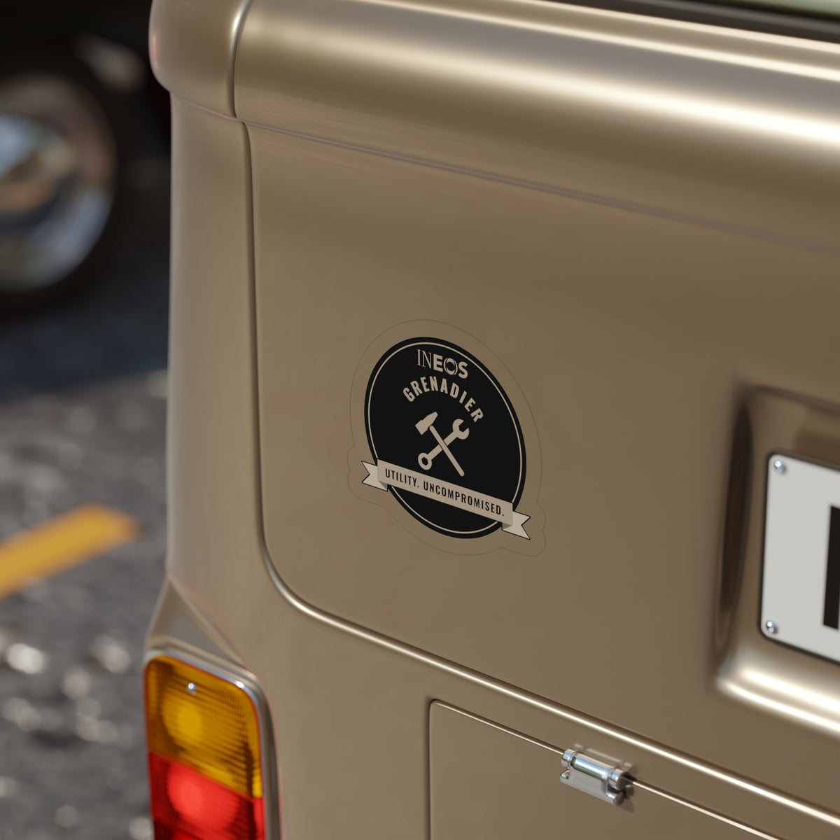 Die-cut sticker with INEOS GRENADIER wordmark and UTILITY. UNCOMPROMISED. tagline – view 8