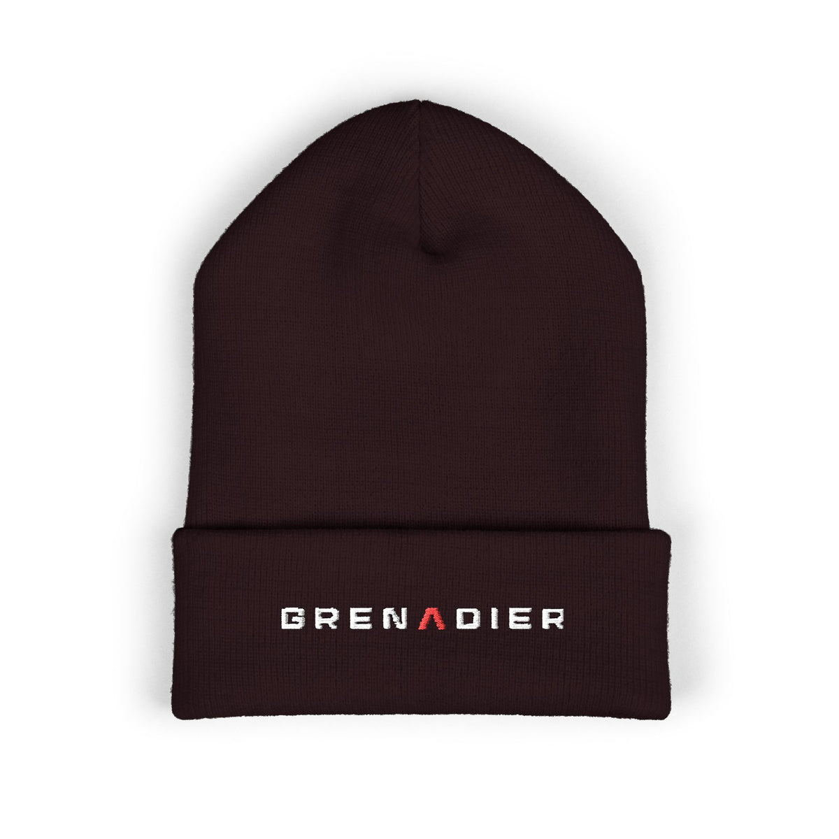 Night Wade cuffed beanie with small embroidered wordmark on the cuff, Brown