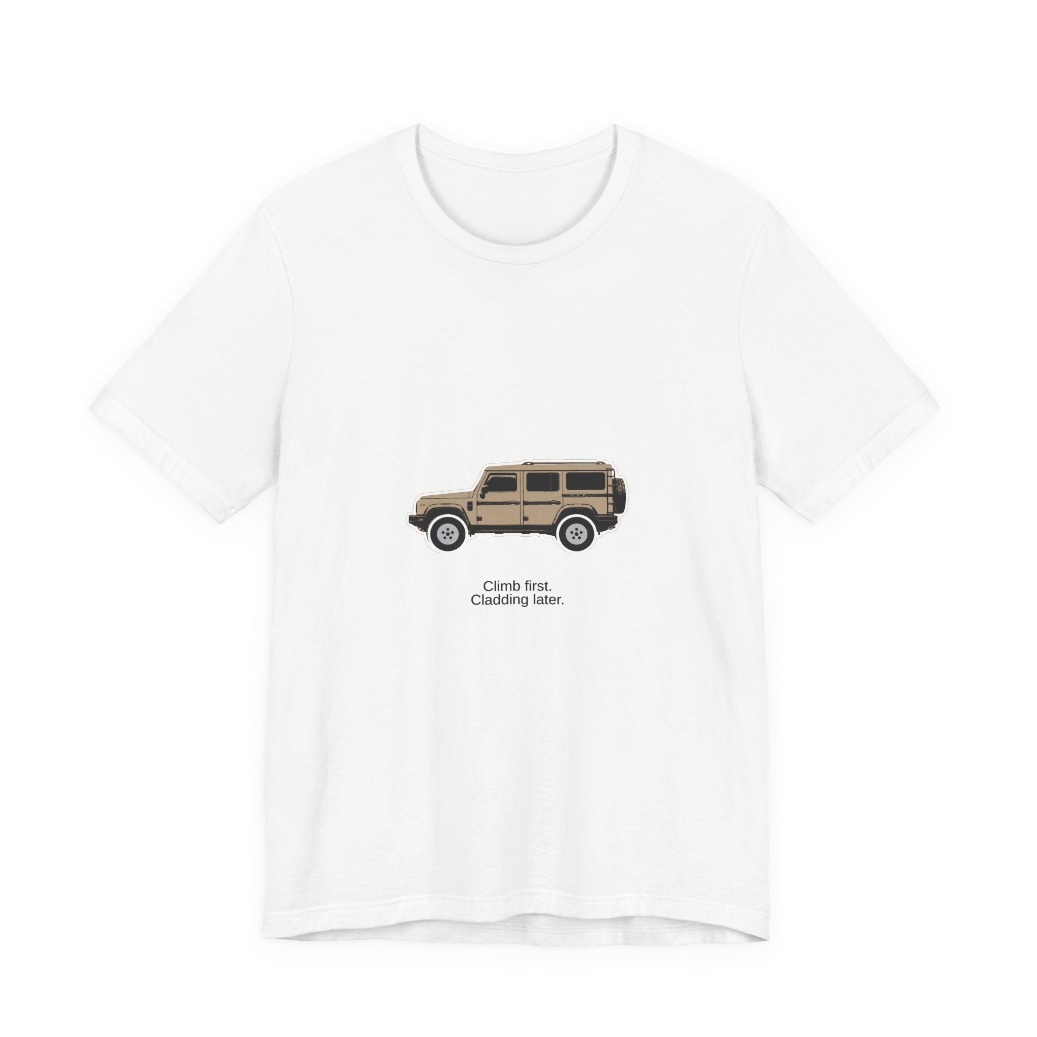 Boxy 4x4 Hambach Side Tee — Magic Mushroom White Field — Climb first. Cladding later.