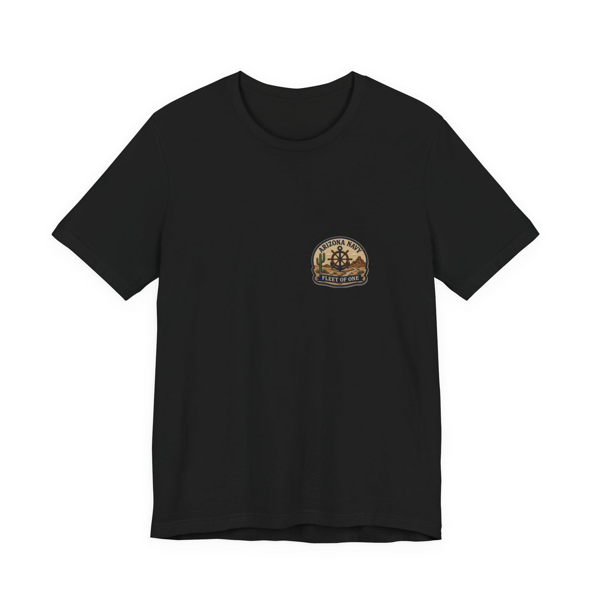 Tee with left-chest Arizona Navy fake patch, Black