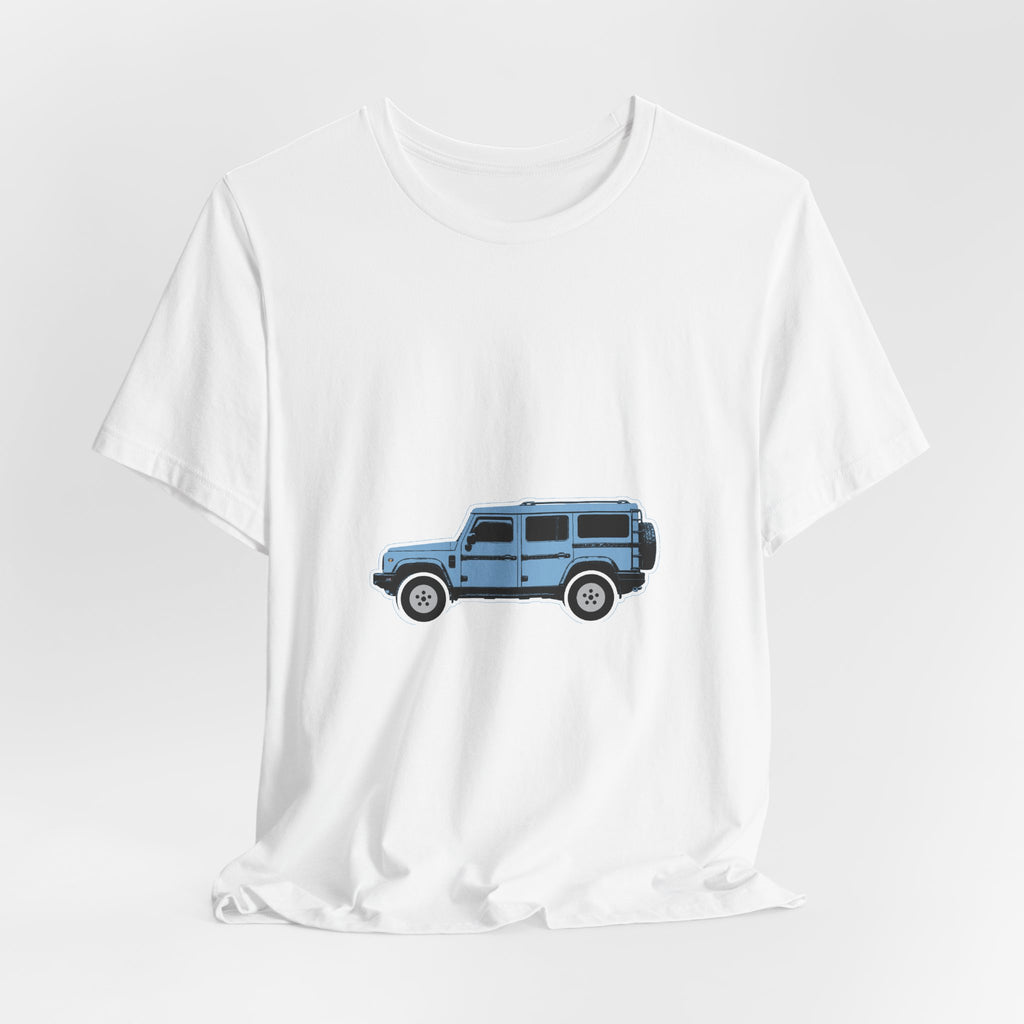Boxy 4x4 Hambach Side Tee — Eldoret Blue White Field