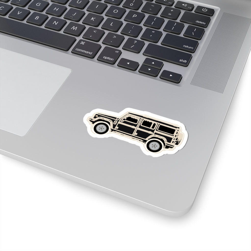Kiss-cut sticker: Inky Black boxy 4x4 side profile on a solid colour square – view 5