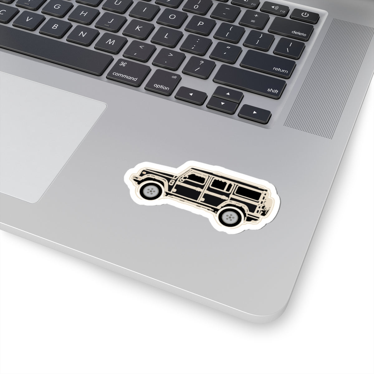 Kiss-cut sticker: Inky Black boxy 4x4 side profile on a solid colour square – view 5