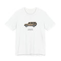 Tee: Magic Mushroom boxy 4x4 in side profile on white field, "Purpose-built. Not dressed up." lettering under the truck, White