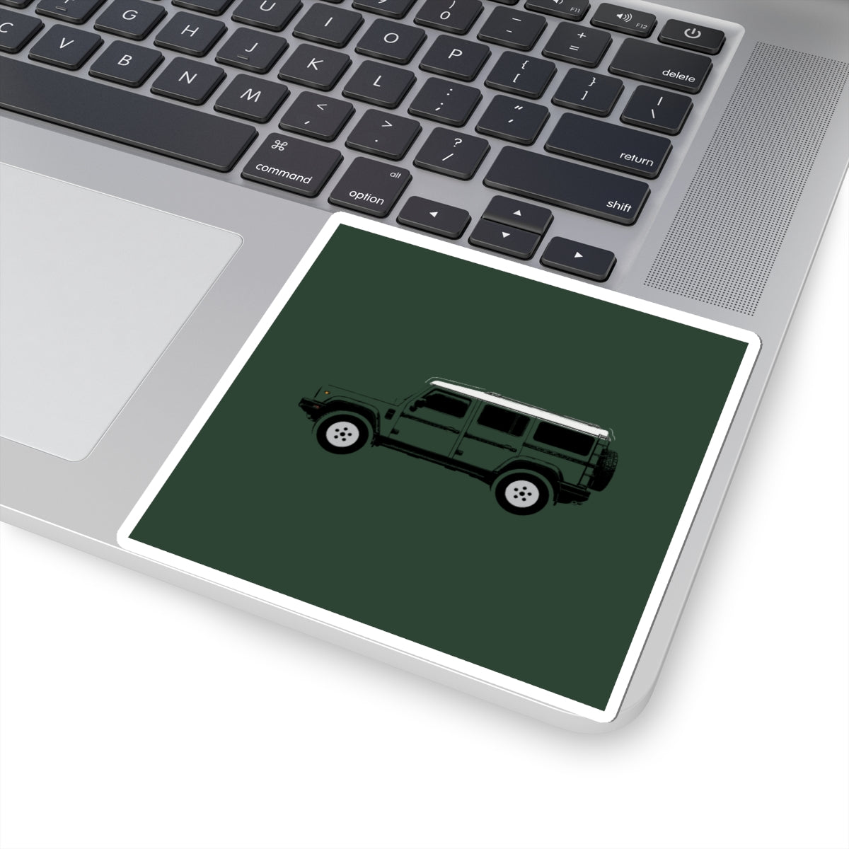 Kiss-cut sticker: Sela Green boxy 4x4 side profile with a white roof – view 5