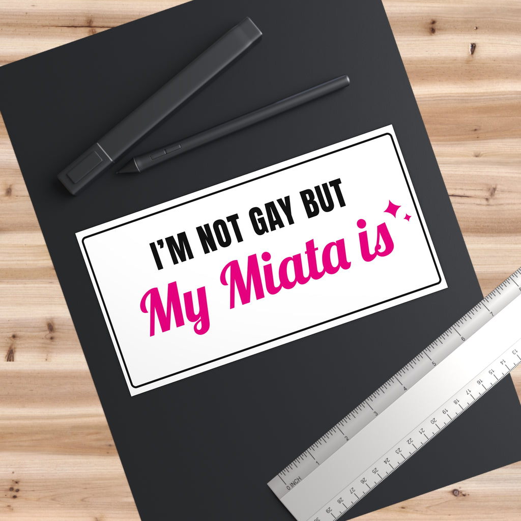 Classic style funny roadster bumper sticker, black and pink lettering on white – view 3