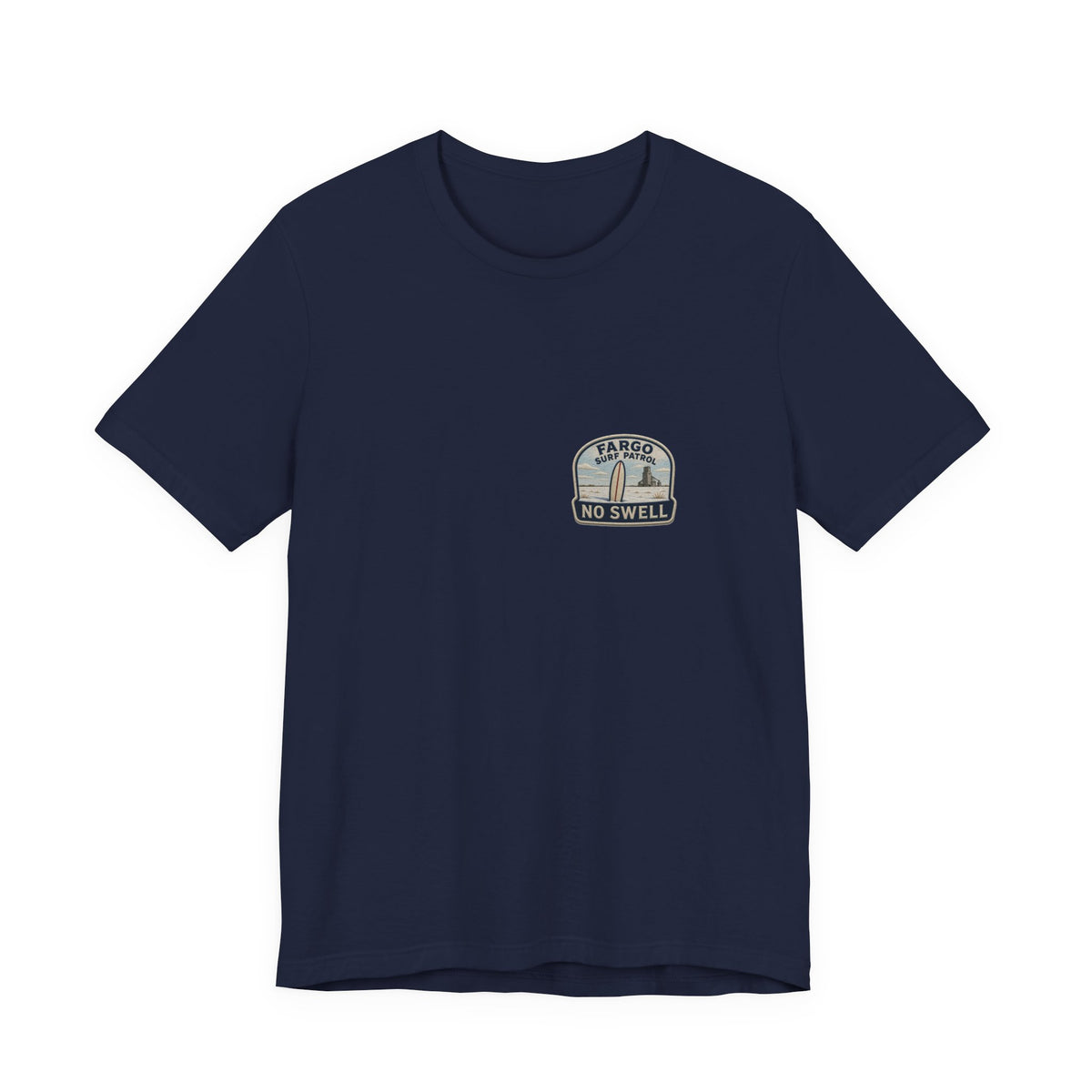 Tee with left-chest Fargo Surf Patrol fake rescue patch, Navy