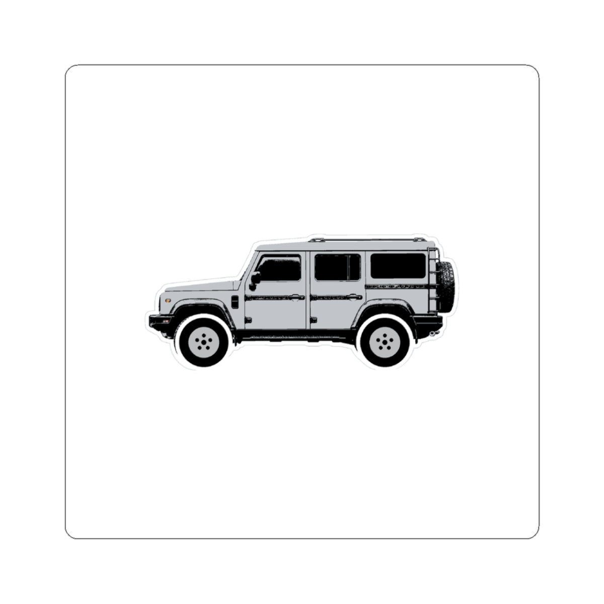 Boxy 4x4 Hambach Side Sticker — Sterling Silver White Field