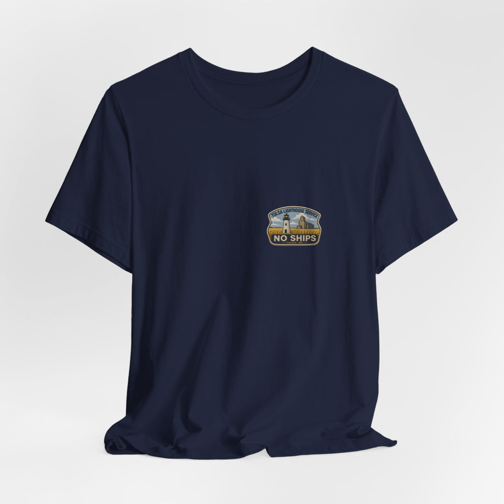 Tee with left-chest Tulsa Lighthouse Service fake rescue patch – view 16