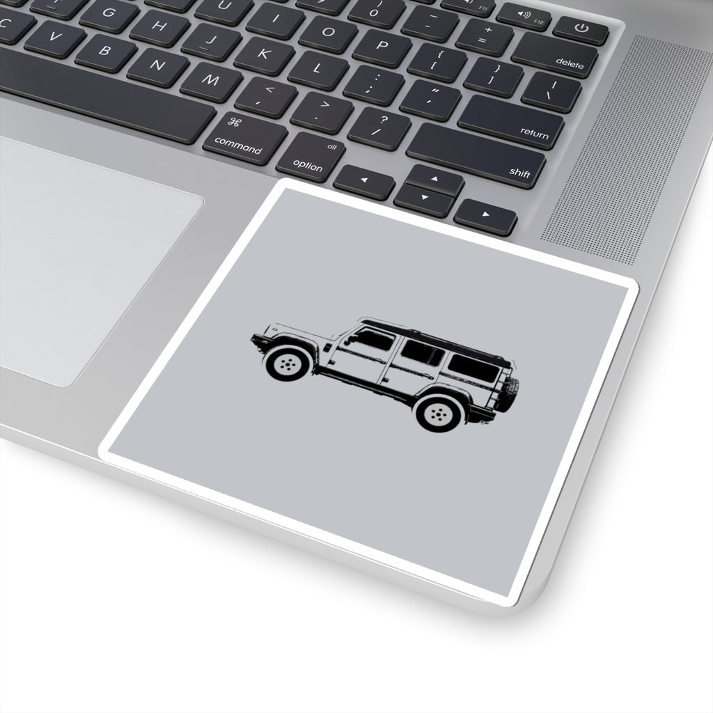 Kiss-cut sticker: Sterling Silver boxy 4x4 side profile with an inky black roof – view 5