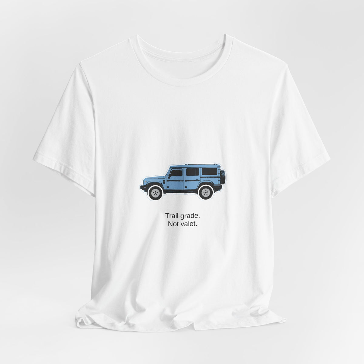 Boxy 4x4 Hambach Side Tee — Eldoret Blue White Field — Trail grade. Not valet.