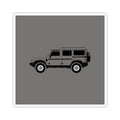 Kiss-cut sticker: Donny Grey boxy 4x4 side profile on a solid colour square