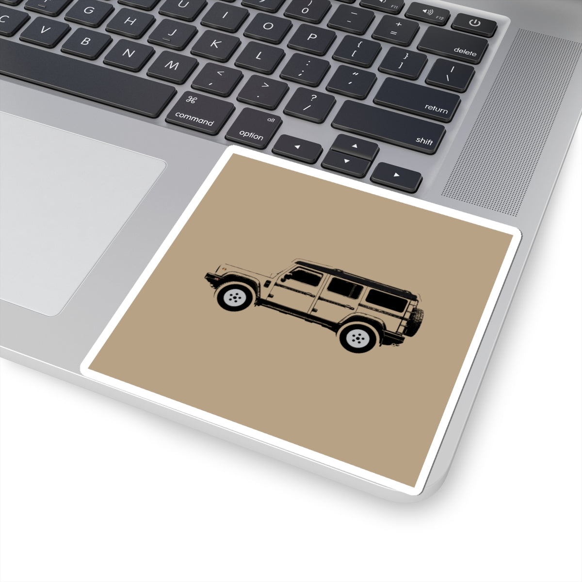 Kiss-cut sticker: Magic Mushroom boxy 4x4 side profile with an inky black roof – view 5