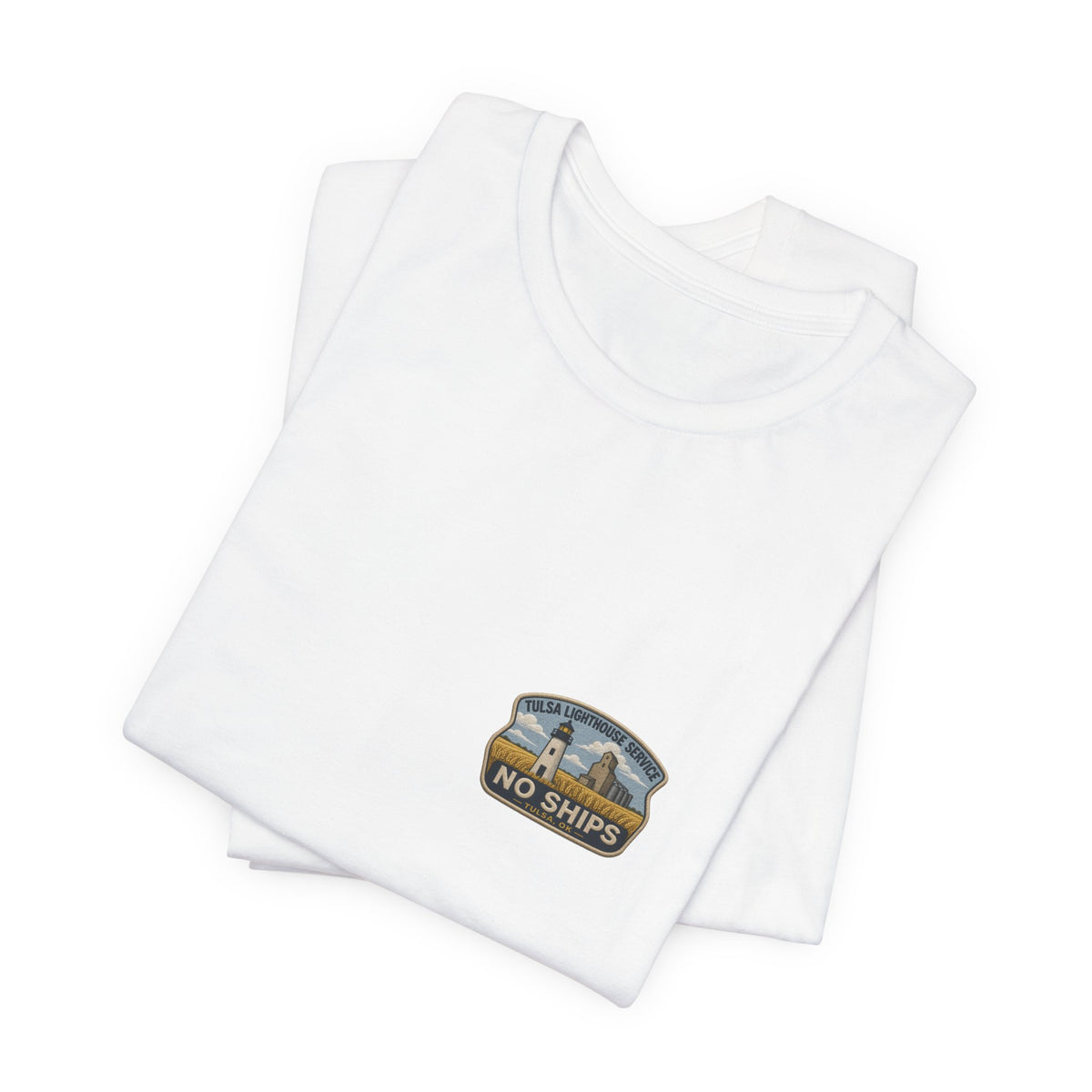 Tee with left-chest Tulsa Lighthouse Service fake rescue patch – view 6