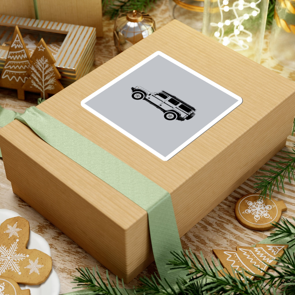 Kiss-cut sticker: Sterling Silver boxy 4x4 side profile with an inky black roof – view 6