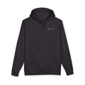 Night Wade heavyweight hoodie back print: boxy 4x4 wading water at night, Black